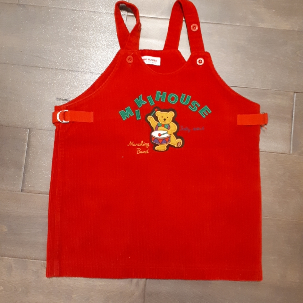 Brand New Red MIKIHOUSE Corduroy Overall Dress